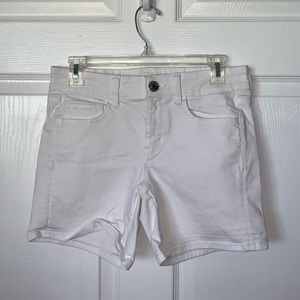 White jean shorts.